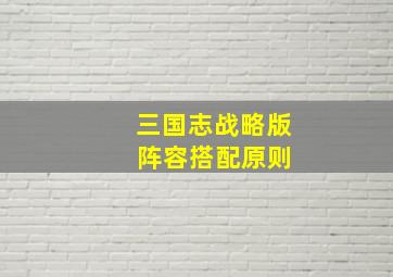 三国志战略版 阵容搭配原则